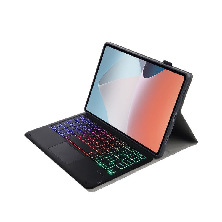 OP12-AS Lambskin Texture Ultra-thin Bluetooth Keyboard Leather Case with Touchpad & Backlight For OPPO Pad Air 10.4 inch(Black) by buy2fix