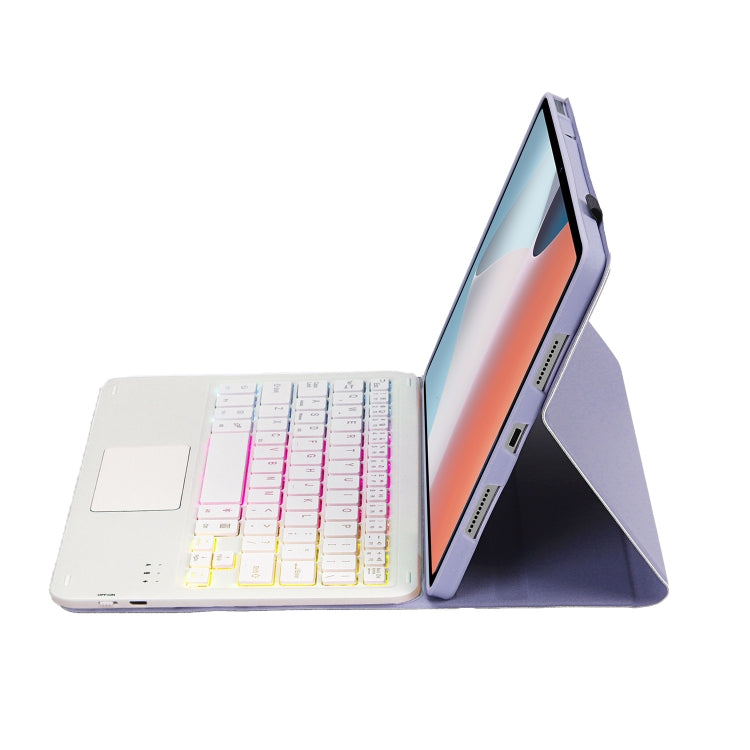 OP12-AS Lambskin Texture Ultra-thin Bluetooth Keyboard Leather Case with Touchpad & Backlight For OPPO Pad Air 10.4 inch(Purple) by buy2fix