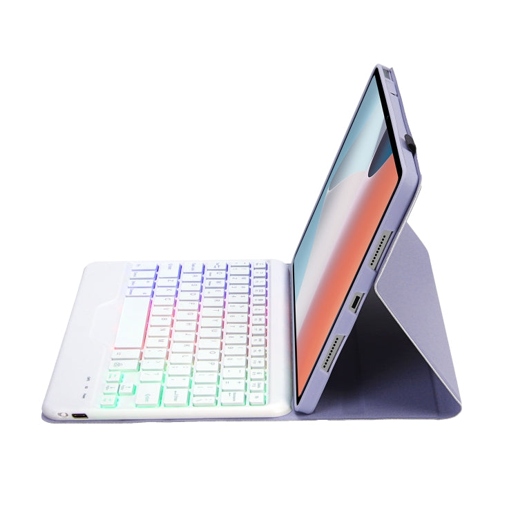 OP12-BS Lambskin Texture Ultra-thin Bluetooth Keyboard Leather Case with Backlight For OPPO Pad Air 10.4 inch(Purple) by buy2fix