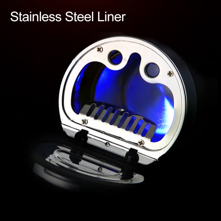 Car Compass Ashtray Built-in LED(Black+Silver) by buy2fix