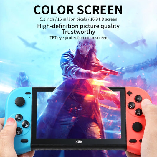 X50 5.1 inch Screen Handheld Retro Game Console 8G Memory with 6000+ Games(Black) by buy2fix