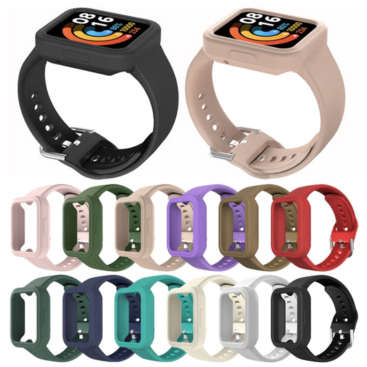 For Xiaomi Redmi Watch 2 / Watch 2 Lite Solid Color Silicone Integrated Watch Band(Black) by buy2fix