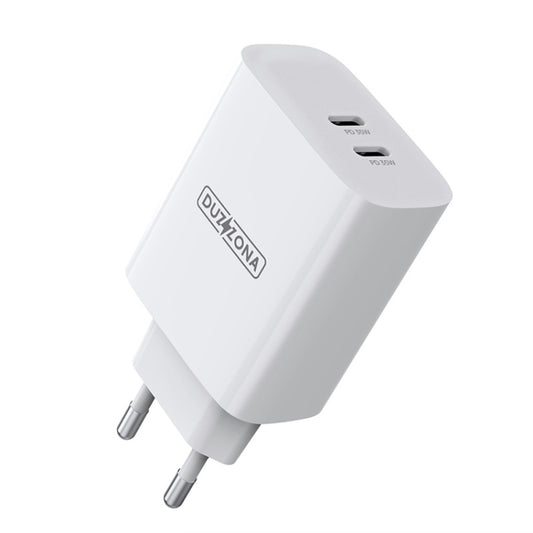 DUZZONA T4 PD 35W Dual Type-C Ports Travel Charger, Plug Type:EU Plug(White) by DUZZONA