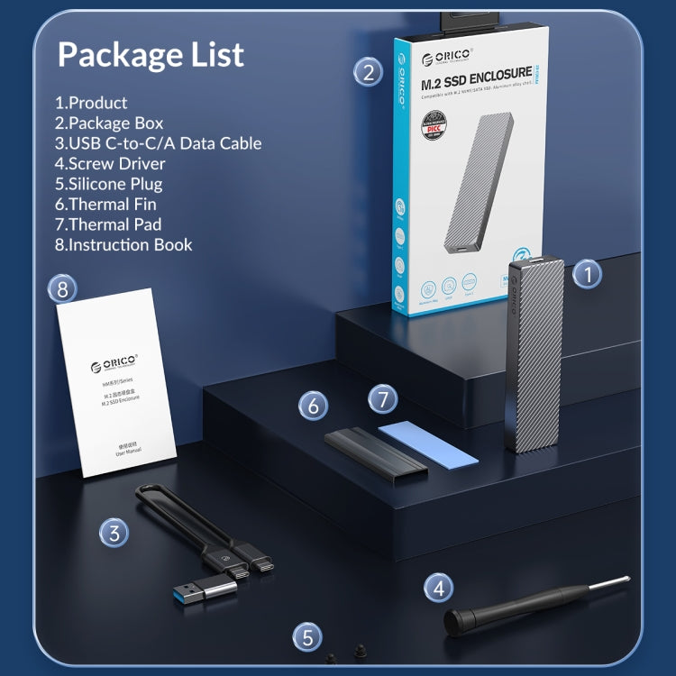 ORICO M213C3-G4-GY 20Gbps M.2 NVMESSD Enclosure(Grey) by ORICO