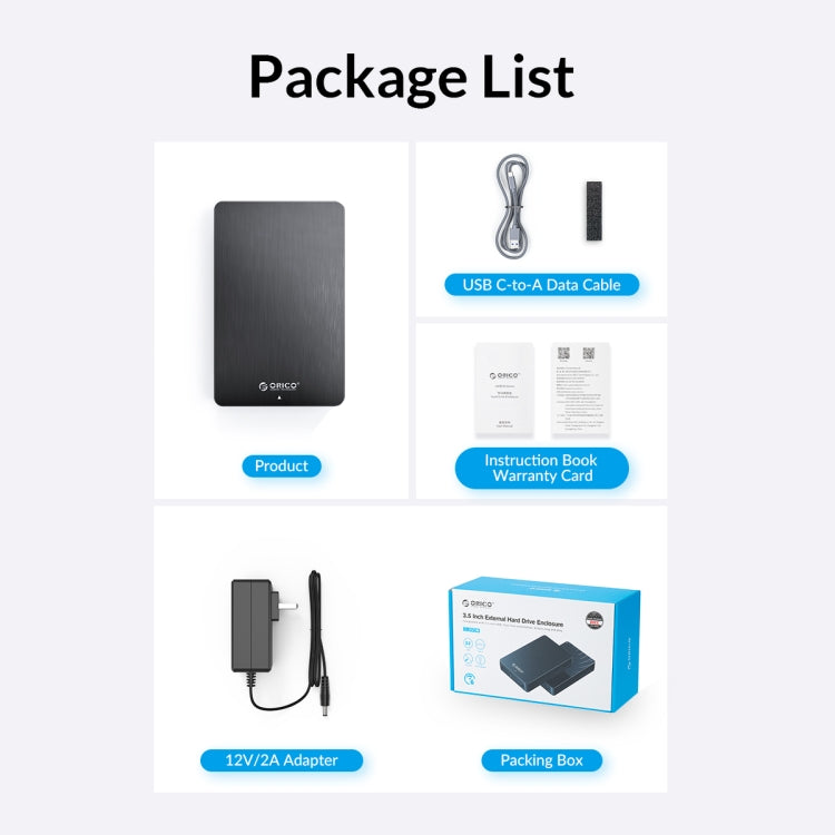 ORICO HM25U3 2.5 inch USB3.0 Micro-B Hard Drive Enclosure, Plug:UK Plug(Black) by ORICO