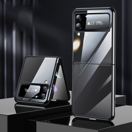 For Samsung Galaxy Z Flip4 SULADA Shockproof Plating PC Transparent Protective Case(Black) by SULADA