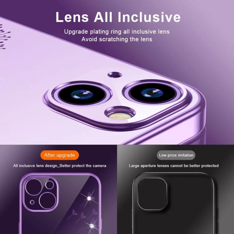 For iPhone 14 Pro Max Electroplating Diamond Dandelion TPU Phone Case (Navy Blue) by buy2fix