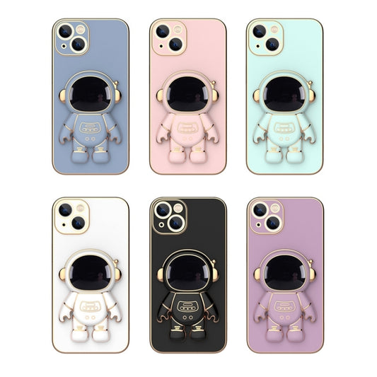 For iPhone 14 Plating Astronaut Holder Phone Case (Purple) by buy2fix