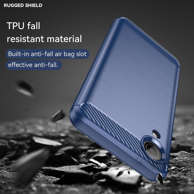 For Samsung Galaxy A03 Core Brushed Texture Carbon Fiber TPU Phone Case(Blue) by buy2fix