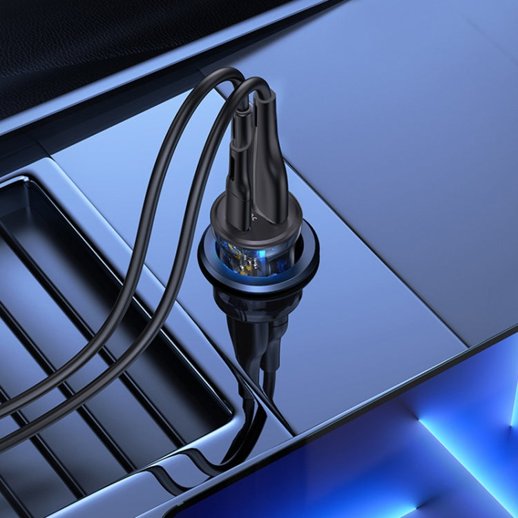 USAMS US-CC164 C32 30W Transparent Dual Port Mini Car Charger(Blue) by USAMS
