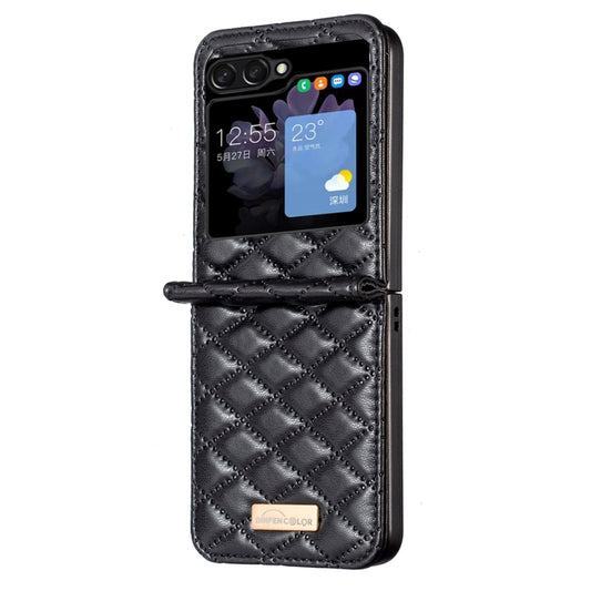 For Samsung Galaxy Z Flip5 Elegant Rhombic Texture Leather Phone Case(Black) by buy2fix