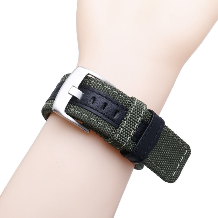 For Amazfit T-Rex / T-Rex Pro / Ares Leather Nylon Watch Band(Khaki) by buy2fix