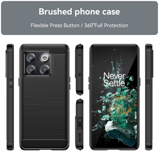 For OnePlus 10T Brushed Texture Carbon Fiber TPU Phone Case (Black) by buy2fix