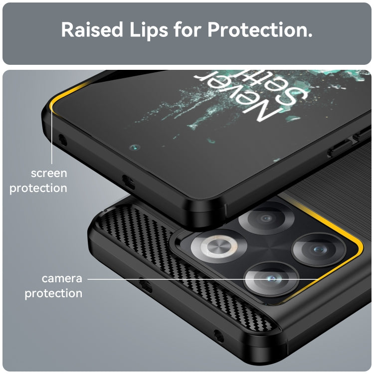 For OnePlus 10T Brushed Texture Carbon Fiber TPU Phone Case (Black) by buy2fix