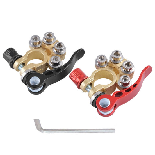 1 Pair Car Battery Terminals Quick Disconnect Cables Connectors, with L Wrench + Terminal + Insulation Pad + Brush by buy2fix