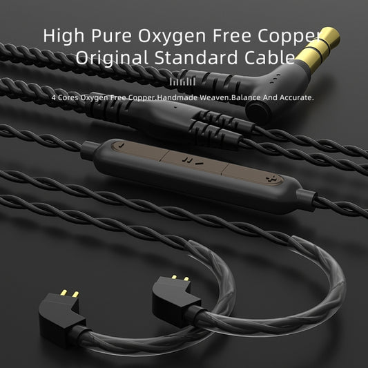 CVJ V2 1.25m Oxygen-free Copper Original 3.5mm Elbow Earphone Cable, Style:0.78mm with Mic(Black) by CVJ