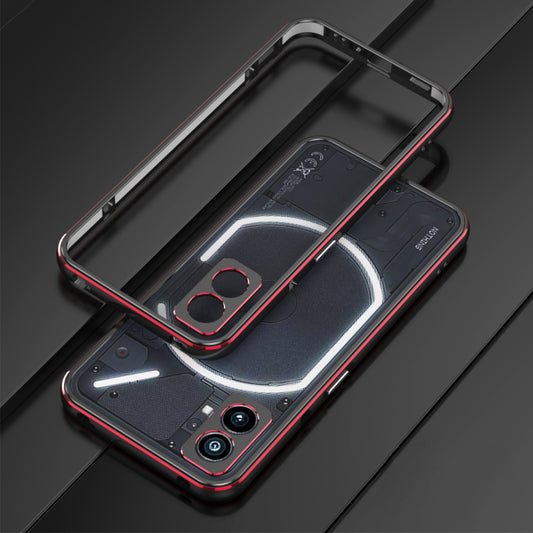 For Nothing Phone 1 Aurora Series Lens Protector + Metal Frame Protective Phone Case(Black Red) by buy2fix