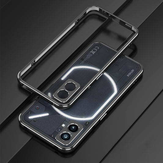 For Nothing Phone 1 Aurora Series Lens Protector + Metal Frame Protective Phone Case(Black Silver) by buy2fix