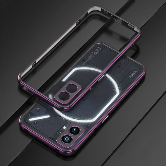 For Nothing Phone 1 Aurora Series Lens Protector + Metal Frame Protective Phone Case(Black Purple) by buy2fix