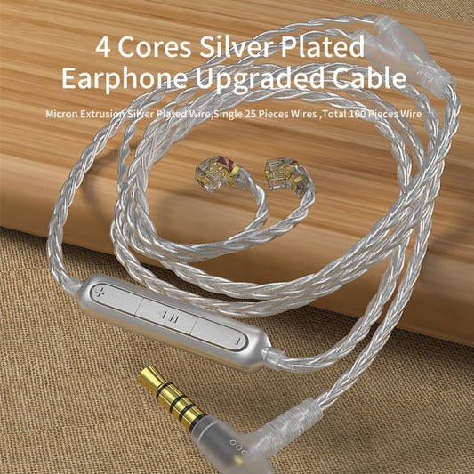 CVJ V7 1.25m 4-Cores Silver-plated 3.5mm Elbow Earphone Cable, Model:2 Pin with Mic(Silver) by CVJ