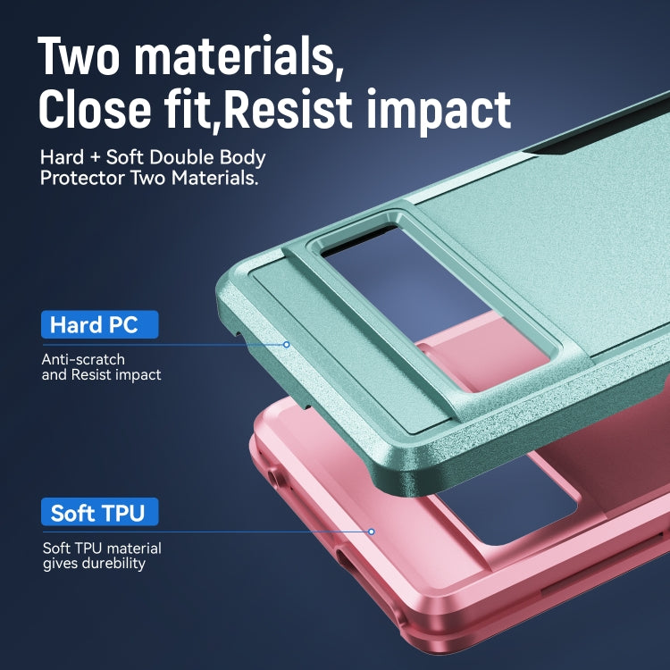 For Google Pixel 7 Pro Pioneer Armor Heavy Duty PC + TPU Phone Case(Green+Pink) by buy2fix