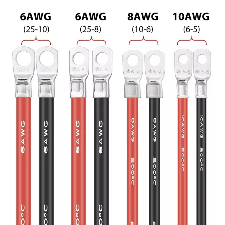 6AWG 25-8 Car 50cm Red + Black Pure Copper Battery Inverter Cable by buy2fix