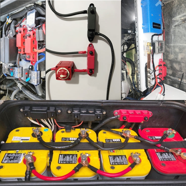 Black M8 Stud RV Ship High Current Power Distribution Terminal Block with Cover by buy2fix