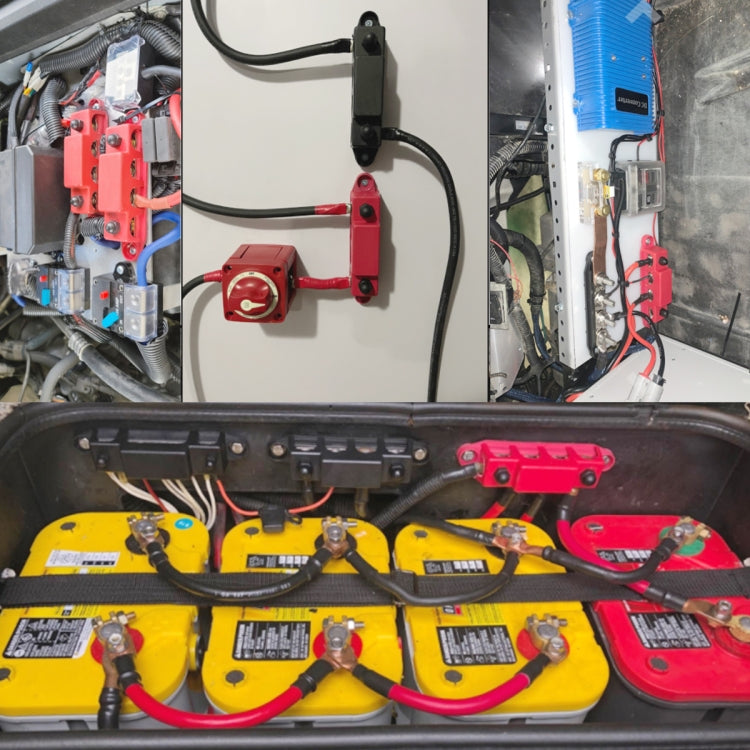 Red M8 Stud RV Ship High Current Power Distribution Terminal Block with Accessories by buy2fix