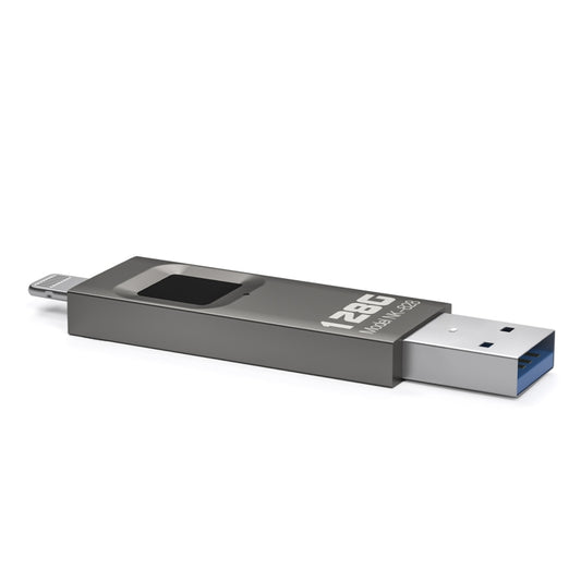 128GB NK-828 8 Pin + USB 2 in 1 Zinc Alloy U Disk with Fingerprint Unlock by buy2fix