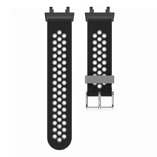 For Amazfit T-Rex 2 3-Row Holes Two-color Silicone Watch Band(Black Grey) by buy2fix