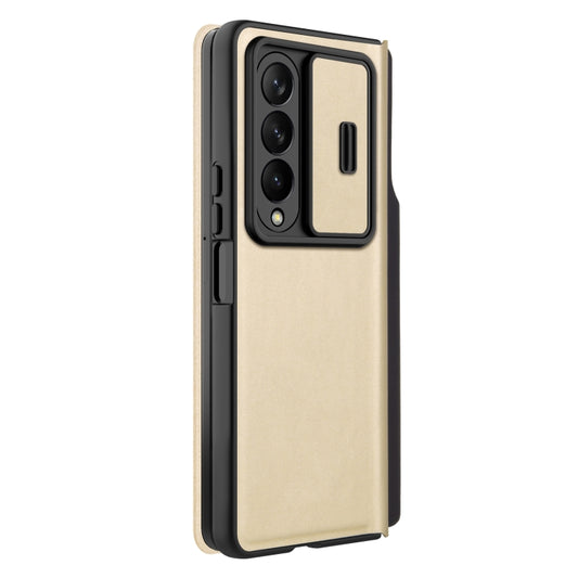 For Samsung Galaxy Z Fold4 5G NILLKIN QIN Series Pro Sliding Camera Cover Design Leather Phone Case(Gold) by NILLKIN