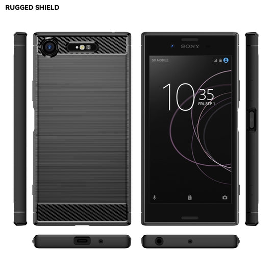 For Sony Xperia XZ1 Brushed Texture Carbon Fiber TPU Phone Case(Black) by buy2fix