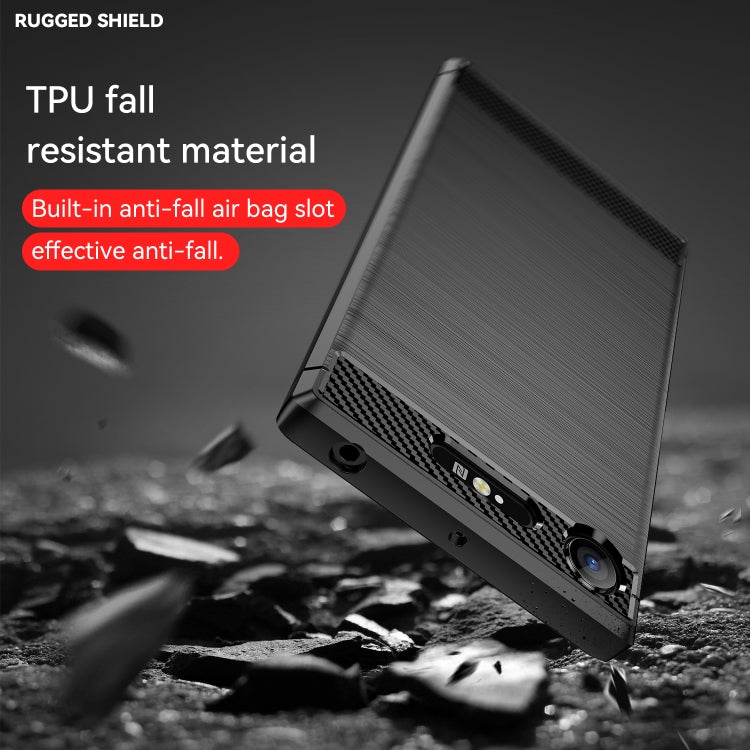 For Sony Xperia XZ1 Brushed Texture Carbon Fiber TPU Phone Case(Black) by buy2fix