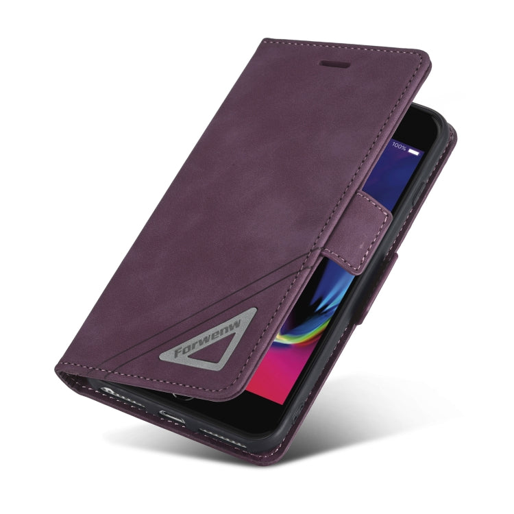 For iPhone SE 2022 / SE 2020 / 8 / 7 Forwenw Dual-side Buckle Leather Phone Case(Wine Red) by Forwenw