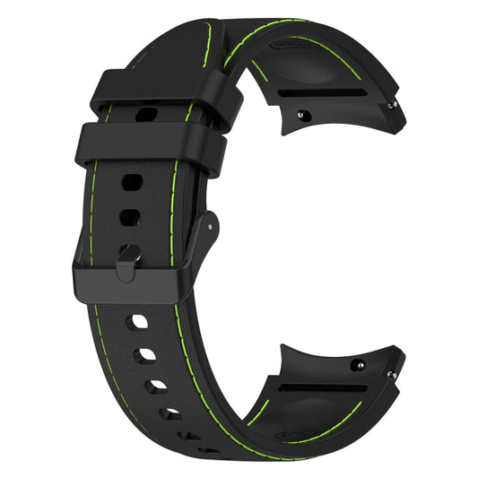 For Samsung Galaxy Watch5 / Watch5 Pro / Watch4 Leather Texture Silicone Watch Band(Black+Green) by buy2fix