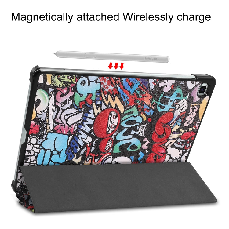 For Samsung Galaxy Tab S6 Lite P610 10.4 inch Colored Drawing Horizontal Flip Leather Case, with Three-folding Holder & Sleep / Wake-up Function(Graffiti) by buy2fix
