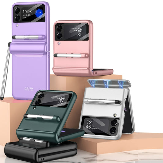 For Samsung Galaxy Z Flip4 GKK Magnetic Full Coverage Phone Flip Case with Pen(Purple) by GKK