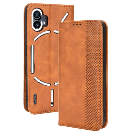 For Nothing Phone 1 Magnetic Buckle Retro Texture Leather Phone Case(Brown) by buy2fix
