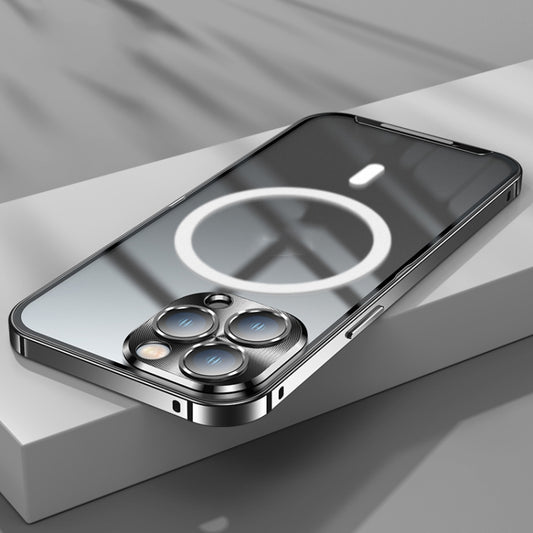 For iPhone 14 Pro Max MagSafe Frosted Metal Phone Case (Black) by buy2fix