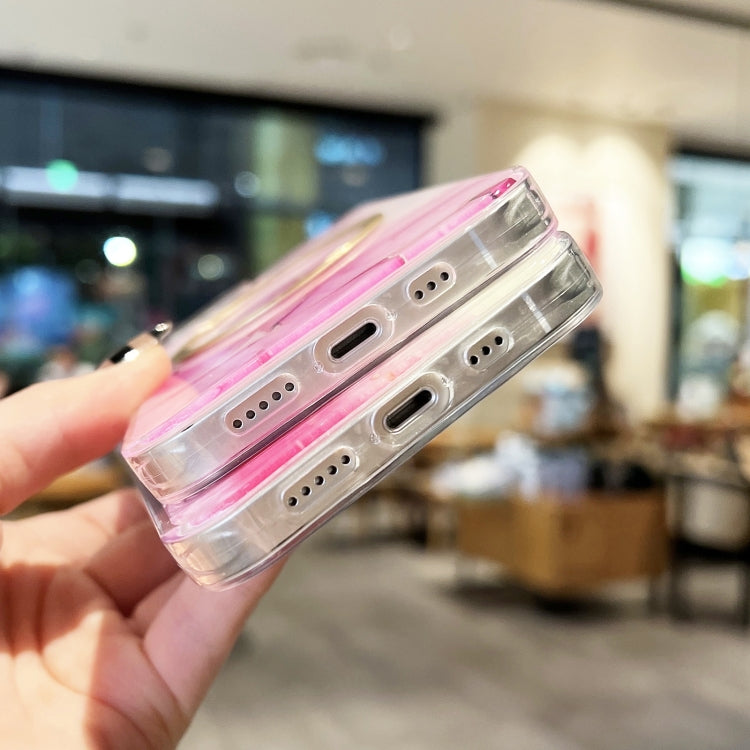 For iPhone 12 Pro Max Gilt Marble Magsafe Phone Case(Pink) by buy2fix