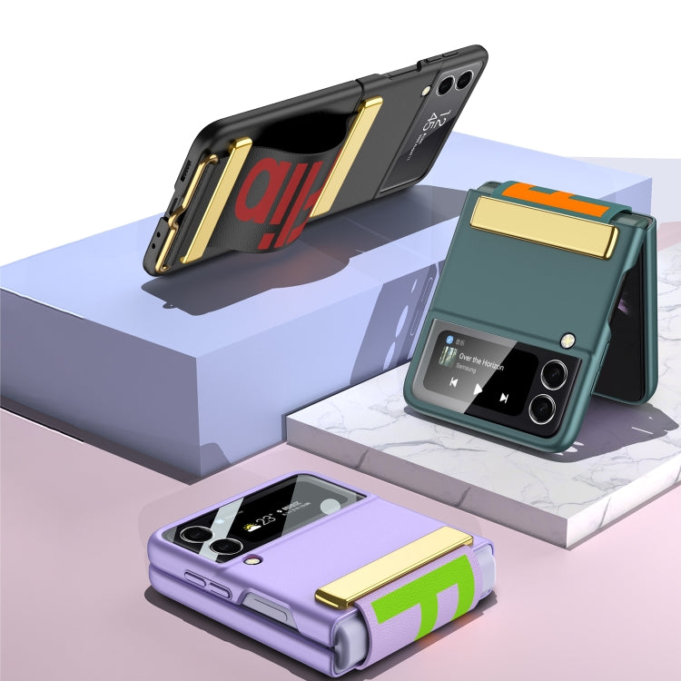 For Samsung Galaxy Z Flip4 GKK Ultra-thin Full Coverage Phone Flip Case with Wristband(Pink) by GKK