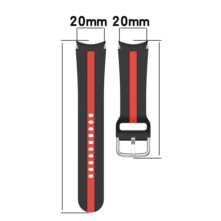 For Samsung Galaxy Watch5 / Watch5 Pro Two-color Stripe Silicone Watch Band(Red Black) by buy2fix
