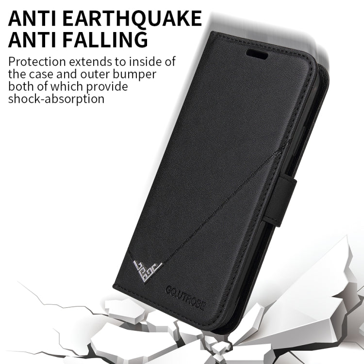 For iPhone X / XS GQUTROBE Right Angle Leather Phone Case(Black) by GQUTROBE