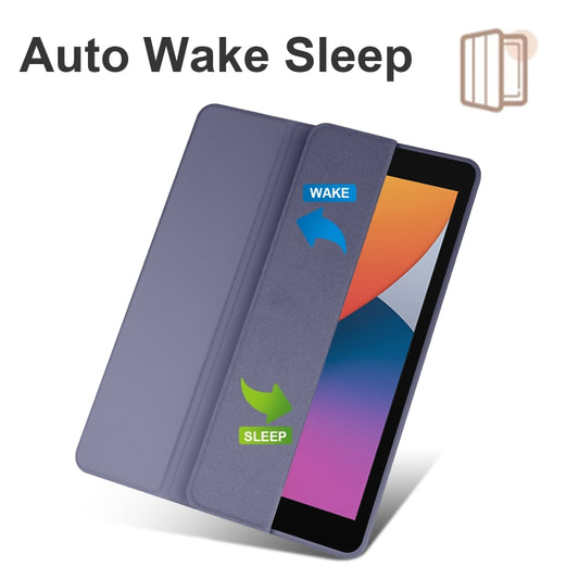 For iPad 10.2 2021/2020/2019 Acrylic 3-folding Smart Leather Tablet Case(Purple) by buy2fix