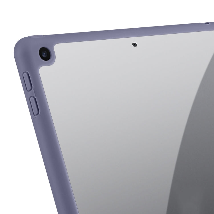 For iPad 10.2 2021/2020/2019 Acrylic 3-folding Smart Leather Tablet Case(Purple) by buy2fix