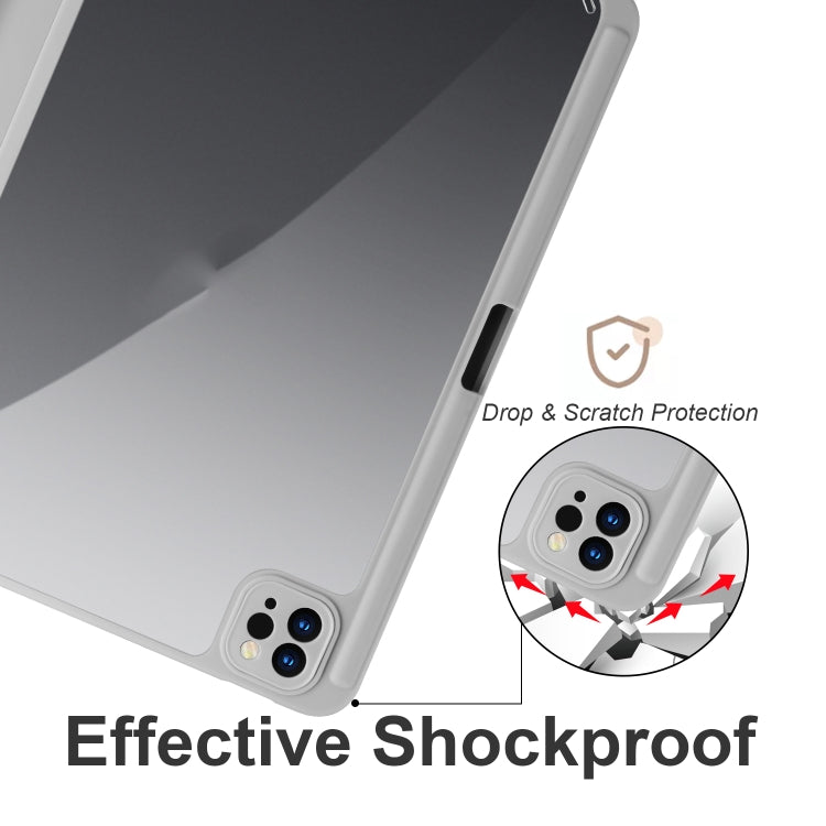For iPad Air 13 2024 / Pro 12.9 2022 / 2021 / 2020 / 2018 Acrylic 3-folding Smart Leather Tablet Case(Gray) by buy2fix