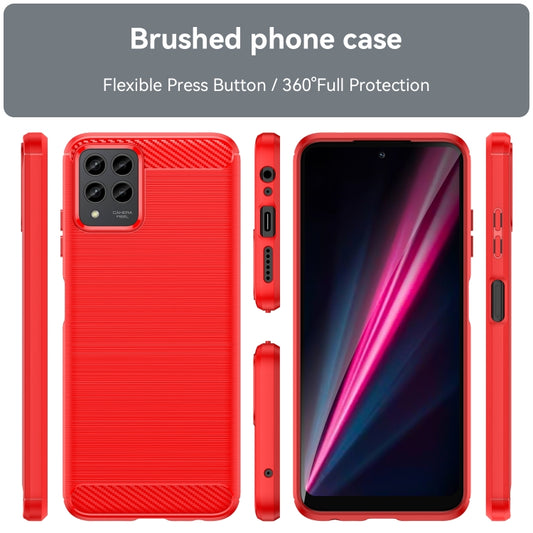 For T-Mobile REVVL 6 Pro 5G Brushed Texture Carbon Fiber TPU Phone Case(Red) by buy2fix