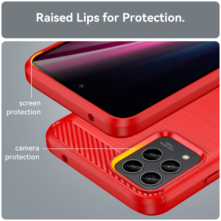 For T-Mobile REVVL 6 Pro 5G Brushed Texture Carbon Fiber TPU Phone Case(Red) by buy2fix