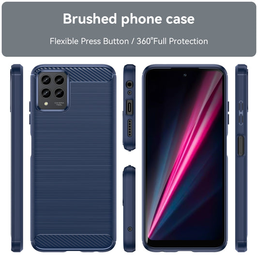 For T-Mobile REVVL 6 Pro 5G Brushed Texture Carbon Fiber TPU Phone Case(Blue) by buy2fix