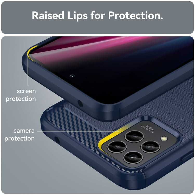 For T-Mobile REVVL 6 Pro 5G Brushed Texture Carbon Fiber TPU Phone Case(Blue) by buy2fix